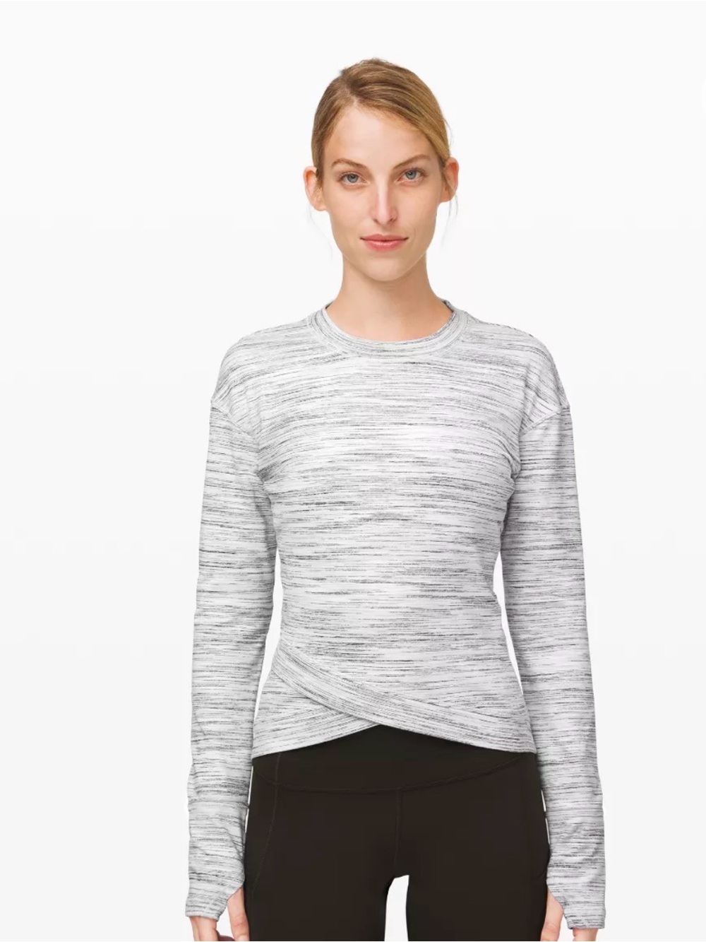 lululemon athletica Marled Light Gray Crewneck Long Sleeve